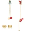 14K Gold Climbing Santa Claus Christmas Tree Earrings