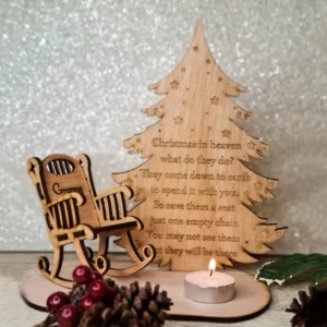 Personalized Christmas in Heaven Rocking Chair Ornament Memorial Tabletop Plaque