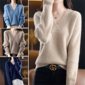 WOMEN'S V-NECK CASHMERE SWEATER