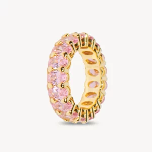 Iconic Nina Gold Ring in Pink Crystal