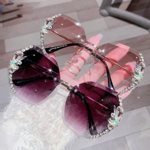 Woman Rimless Diamond Sunglasses