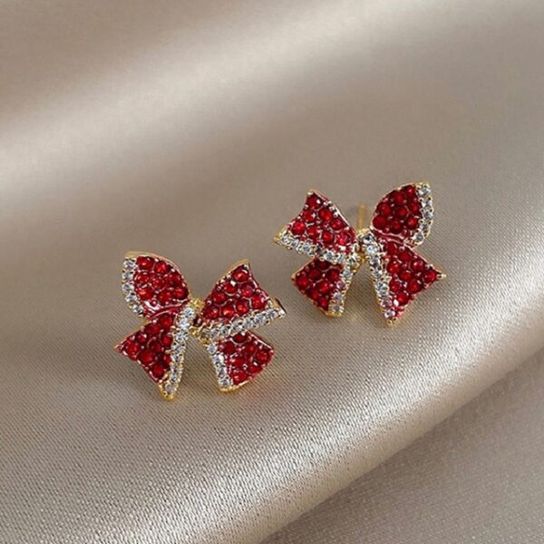 Red Zircon Crystal Christmas Earrings